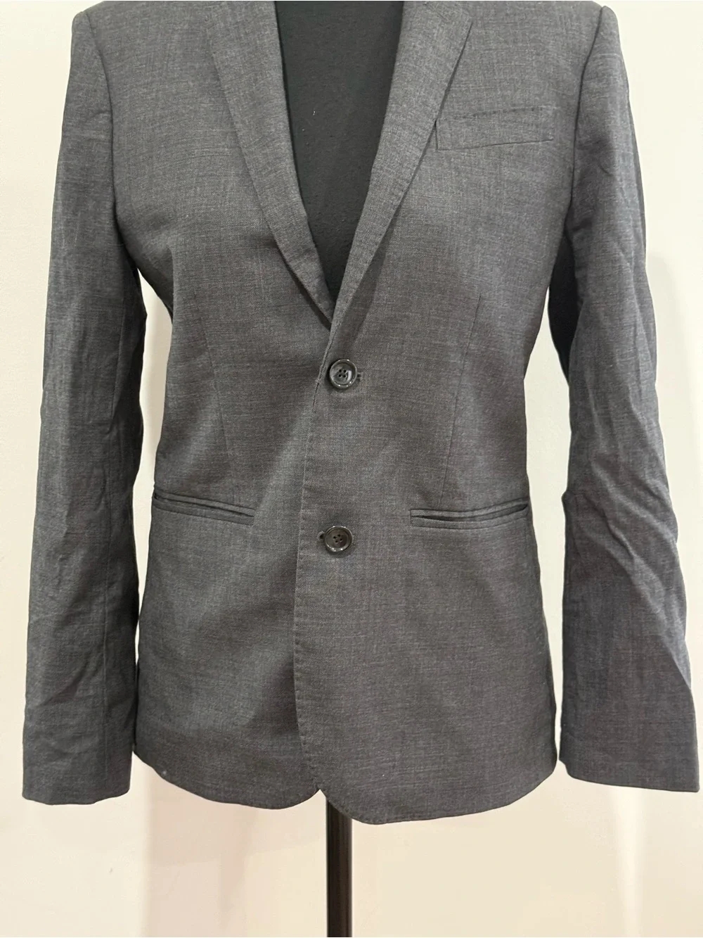 Crew cuts 14 Loudlow Tollegno 1900 Wool Charcoal Grey Two-Button Blazer 535